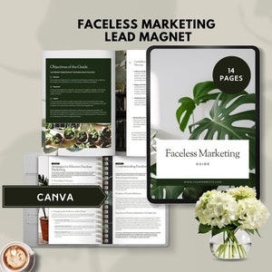 faceless digital marketing guide freebie faceless digital marketing mastery lead magnet done for you passive income canva template plr
