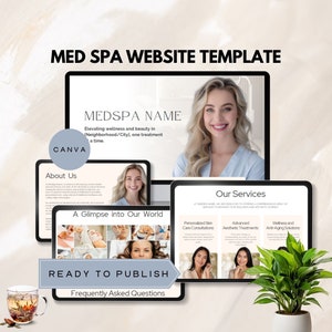 med spa website template canva esthetician beauty landing page skin care consultant web site aesthetic treatment wellness instant download