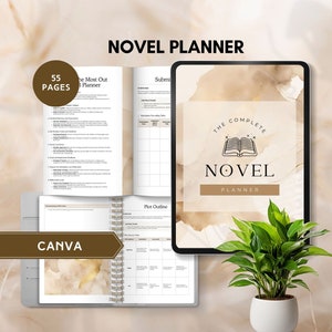 novel planner printable author novel writing a book guide workbook digital story template plot outline worksheet character canva editable