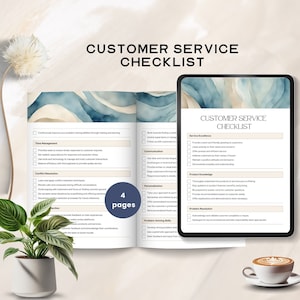 customer service checklist template canva Boost Business Excellence service training product knowledge problem solving instant download