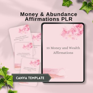 tarjetas de afirmación de abundancia de dinero plr Manifestación de dinero manifiesto de mentalidad de dinero riqueza de dinero hecho para usted imán principal plantilla de canva editar