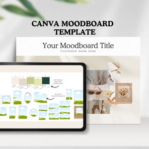Modèles de Moodboard Canva Tableau d'humeur de design d'intérieur modifiable Kit de présentation E-Design client Modèle de magazine de mode Contenu Photoshoot