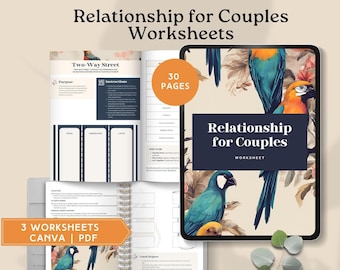 relationship worksheet bundle printable couples therapy workbook communication conflict resolution tools marriage counseling canva template
