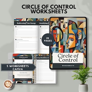 circle of control worksheet worry workbook control and influence therapy resource emotional regulation tool anxiety relief canva template