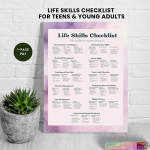 life skills checklist Life Prep List Practical Kids Life Skills Checklist teens Graduation Gift Life Skills development instant download PDF