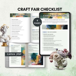 Craft Fair Checklist craft show planner guide trade show planning market vendor event organizer small business market stall canva template