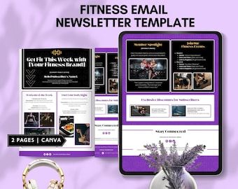 fitness email newsletter template for personal trainer health wellness instructor email marketing content gym coach business canva editable