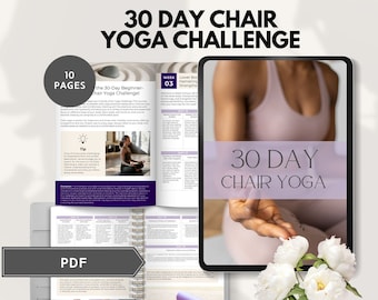 30 day chair yoga challenge seniors challenge printable chair workout desk yoga gentle exercise quick Office Exercise Challenge women PDF