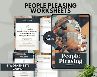 people pleasing worksheets people-pleasing workbook setting boundaries for adults therapy tool healthy boundary journal mental health canva