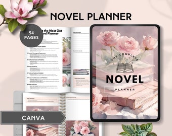 novel planner pdf printable author novel writing a book guide writer workbook story template plot outline worksheet character canva editable