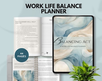 Work-Life-Balance-Planer, Produktivitätsplan, druckbares Tagebuch, Aufforderungen, Wohlbefinden, Tracker, tägliche persönliche Entwicklung, Stressabbau, PDF