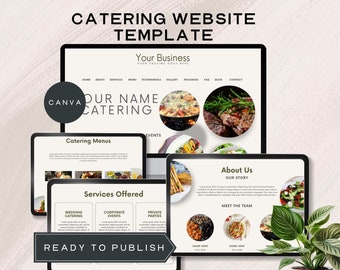 Caterer Website Template Canva Food gwerer Business Service Hochzeit Event-Planung Website Partymenue Bestellschein für Sie gemacht editable