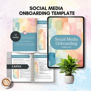 social media onboarding template new client welcome packet client questionnaire social media manager virtual assistant guide proposal canva