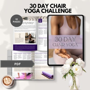 30 day chair yoga challenge seniors challenge printable chair workout desk yoga gentle exercise quick Office Exercise Challenge women PDF