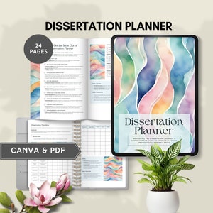 Dissertationsplaner Canva Template Universitätsplaner Master PhD Thesis Anleitung Literaturrecherche Akademische Organisator Betreuer Treffen