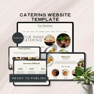plantilla de sitio web de catering canva comida servicio de catering de negocios planificación de eventos de boda sitio web menú de fiesta formulario de pedido hecho para usted editable