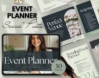 event planner social media posts events party organizer instagram party planning coordinator facebook marketing template wedding venue canva
