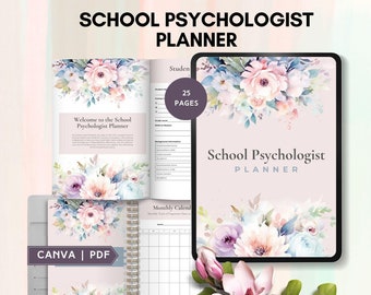 schoolpsycholoog planner digitaal schoolbegeleider dagboek Special Ed Teacher Iep Tracker counseling psycholoog stagiair afdrukbaar canvas pdf