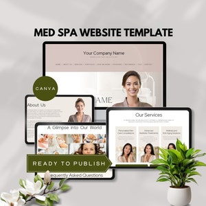med spa website template canva esthetician beauty landing page skin care consultant web site aesthetic treatment wellness instant download