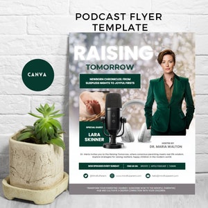 podcast flyer template canva new radio talk show promotion influencer marketing content creator broadcasting digital flyer DIY editable