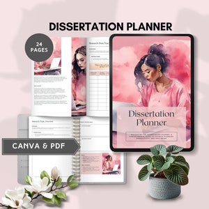 dissertation planner canva template master PhD thesis guide University Planner Literature Review academic organizer submission checklist
