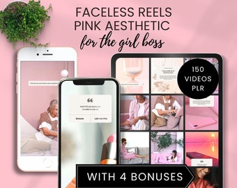 faceless marketing reels plr instagram pink aesthetic faceless videos tiktok done for you instagram story cover social media canva template