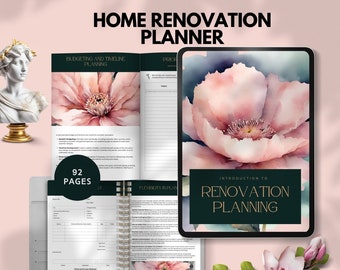 home renovation planner printable Remodel Planner home improvement tracker home building checklist remodel project plan canva template DIY