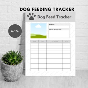 Dog Feeding Tracker Pet Feeding Log Vet Tracker Pet Feeding Reminder Dog Care Planner Printable Has The Dog Been Fed Or Not Puppy Planner