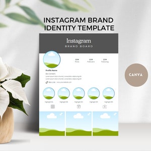 Instagram Markenidentität Canva Template IG Brand Kit Social Media Branding Strategie für konsistente zusammenhängende Feed Bearbeitbar Sofortiger Download