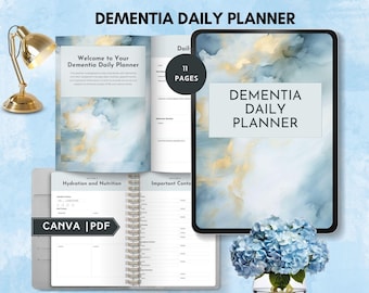 dementia planner dementia daily routine plan for dementia care giver checklist elderly care journal Alzheimer tracker digital log canva PDF