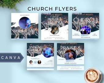 church flyer template church anniversary Invitation prayer worship session pastor healing conference preacher event DIY social media