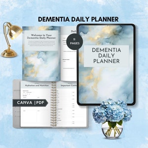 dementia planner dementia daily routine plan for dementia care giver checklist elderly care journal Alzheimer tracker digital log canva PDF