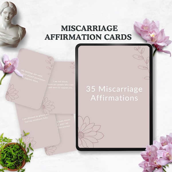 miscarriage affirmation cards pregnancy loss baby positive quote grief deck Rainbow Baby Gift Self Care sympathy inspirational printable