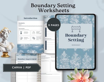 boundary setting worksheet healthy boundaries coaching printable mental health therapy workbook self love journal personal growth editable