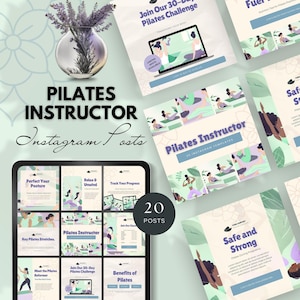 pilates instructor instagram templates pilates studio yoga coach social media post wellness instructor health marketing canva templates DFY