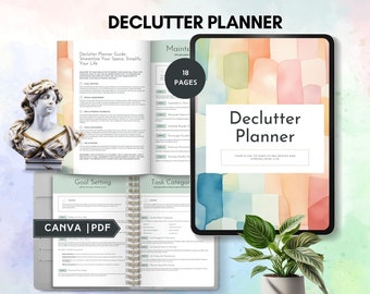 Planificador de limpieza y ordenamiento todo en uno, planificador de ordenamiento, programa de limpieza de primavera imprimible, plantilla de Canva para organizar el hogar, PDF