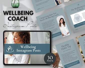 paquete de plantillas de instagram de entrenador de bienestar para entrenadores de bienestar publicación en redes sociales de salud y bienestar entrenador de vida holístico canva autocuidado