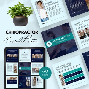 Peut inclure: Une collection de 60 publications sur les médias sociaux pour les chiropraticiens. Les publications couvrent une variété de sujets, notamment des témoignages de réussite de patients, les avantages de la technique diversifiée, des conseils pour gérer le stress et l'intégration des soins chiropratiques dans votre style de vie. Les publications sont conçues pour être visuellement attrayantes et informatives.