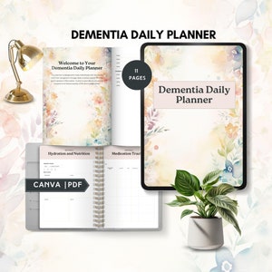 dementia daily planner dementia routine diet plan printable elderly care journal Alzheimer tracker senior caregiver log checklist canva