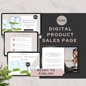 digital product sales page template canva sales page website Digital Product Sales Digital Products Template Sales Funnel landing page