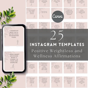 Schede di affermazione sulla perdita di peso Modelli Instagram per allenatori di fitness Canva Affermazioni quotidiane di fitness per affermazioni positive sulla perdita di peso