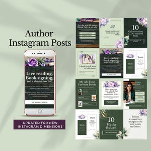 instagram post template author social media bookstragram marketing ideas customizable writer branding book promotion canva book review IG