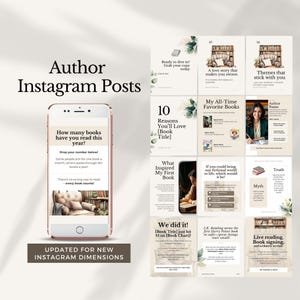 instagram posts for authors social media template bookstragram marketing social post editable writer book promotion canva instant download