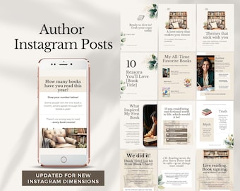 著者向け Instagram 投稿 ソーシャル メディア テンプレート Bookstragram マーケティング ソーシャル 投稿 編集可能 作家 書籍 プロモーション Canva 即時ダウンロード