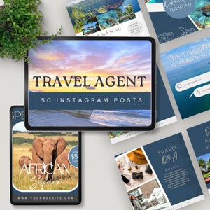 agente de viajes plantilla de instagram publicaciones canva administrador de redes sociales agencia de viajes blogger folleto de vacaciones IG marketing descarga instantánea editable