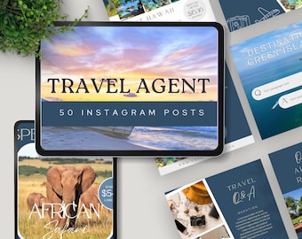 travel agent instagram template posts canva social media manager travel agency blogger vacation flyer IG marketing editable instant download