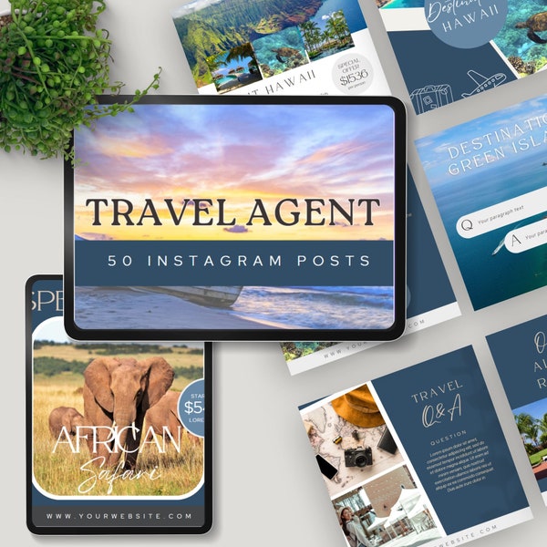 travel agent instagram template posts canva social media manager travel agency blogger vacation flyer IG marketing editable instant download