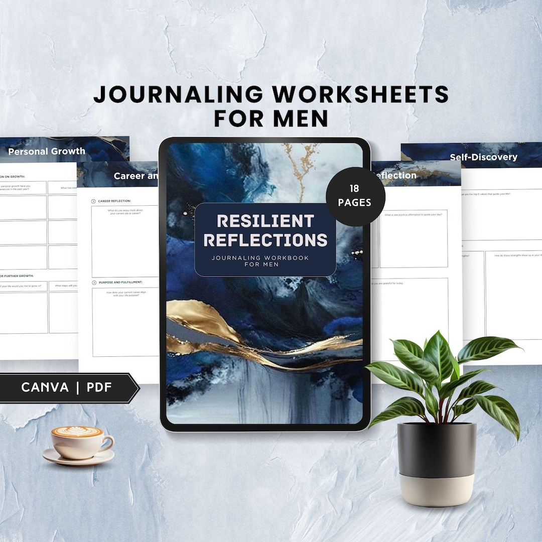 Journaling Worksheets for Men Journal Prompts Mental Health Therapy Man Self Care Workbook Daily ...