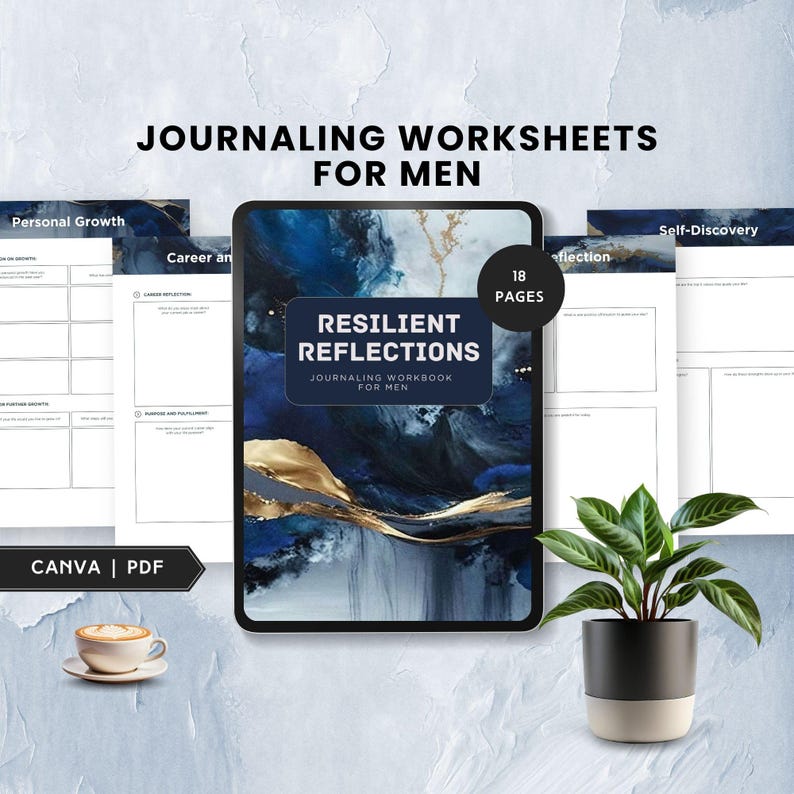 Journaling Worksheets for Men Journal Prompts Mental Health Therapy Man Self Care Workbook Daily ...