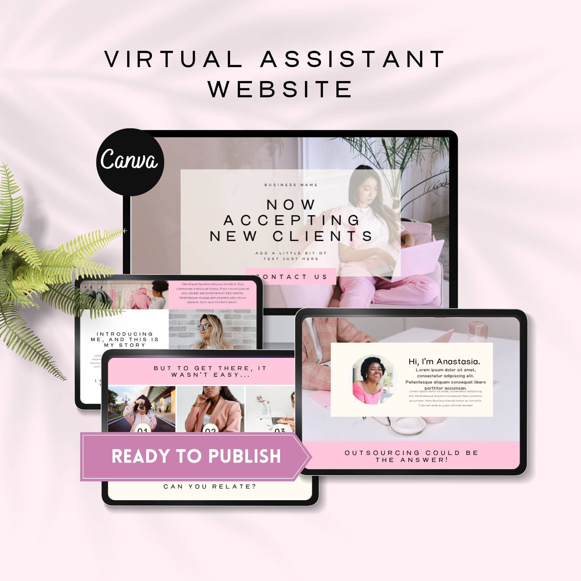 Canva Website Template for Virtual Assistant VA Canva Design Landing ...